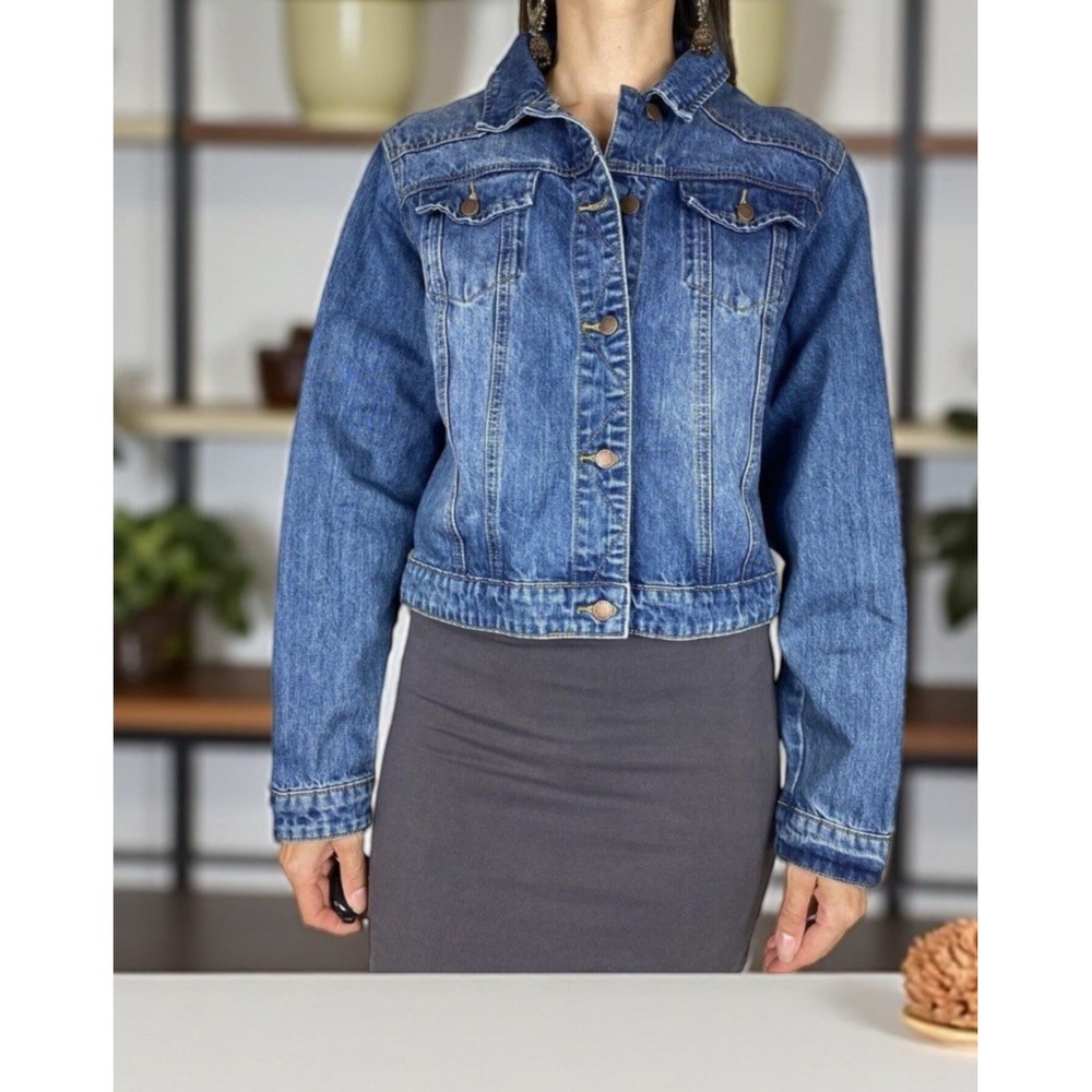City Chic Rylee Denim Jacket Size L Blue Gray Wash Button Front New - Picture 4 of 13